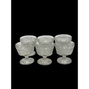 Vintage Set Of 6 Anchor Hocking Wexford Clear Pressed Glass Sherbet Dessert Cups